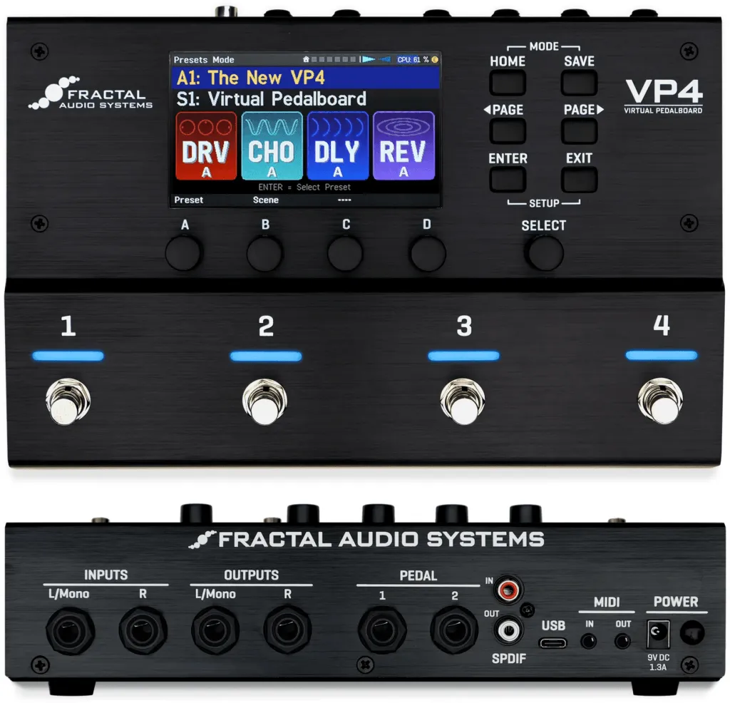 VP4 Virtual Pedalboard - Top Panel and Rear Panel